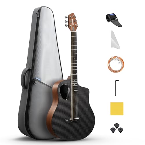 Donner Acoustic Electric Guitar Kit for Beginner Intermediate Adult with Built-in Pickups, Carbon...