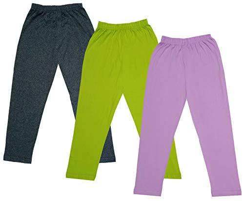 Image of IndiWeaves Girls Super Soft Cotton Solid Capri Pants (Purple, Green, Grey,) Pack of 3