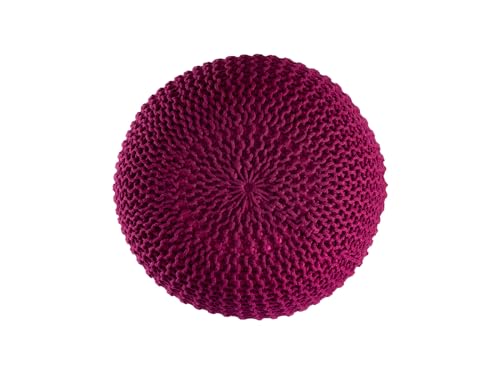 kreatives Wohnen Pouf Premium ø45cm Sitzhocker Strickpouf Innen Terrasse Pool Garten nachhaltig Bordeaux - Amaranth