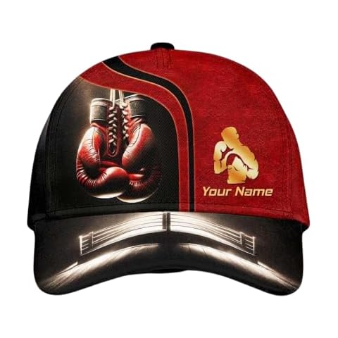 Monosky Boxing Cap - Make Your Mark with Our Customizable Classic Cap, Red Boxing Gloves Cap, Print Adjustable Baseball Caps Hat for Men & Women, Boxer Coach Gift Boxing Sports Lover Gift Cover