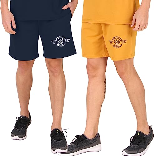Image of London Hills Shorts Pant for Men Cotton Blend with Side Pockets | Shorts for Men | Half Pant for Man | Shorts' for Mens Stylish | Gym Short's for Man Workout | Boxer Shor'ts for Man's | Green, Navy