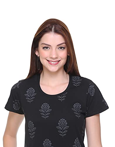 Image of In Love Women's Printed Cotton Plus Size Longline T-Shirt Half Sleeve with Pockets Pack of 2