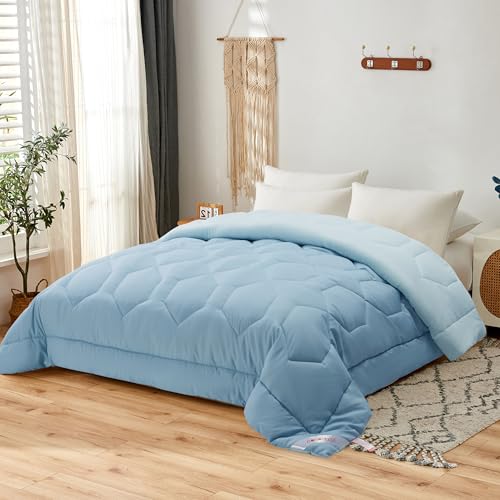 NOVOTEXTIL Edredón Relleno Nórdico Cama 90 (150x220) para Verano y Entretiempo, Edredón Bicolor de Fibra 180 gr/m² - Nórdico Suave, Ligero, Reversible y Transpirable (Celeste/Azul)