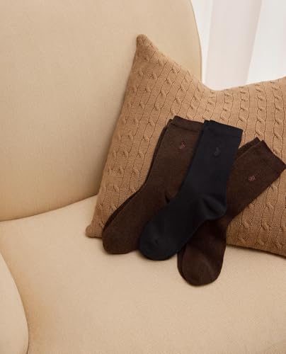 Polo Ralph Lauren Women's Classic Flat Knit Crew Socks-3 Pair Pack-Comfortable Cotton Poly Blend4