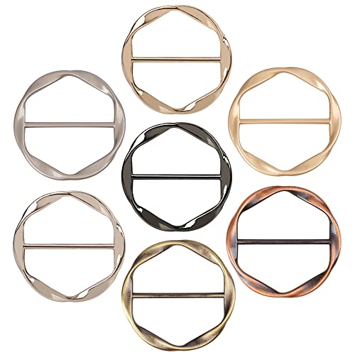 7-teiliges Schal-Ring-Clip, Metall, Sonku-T-Shirt-Clip, Schal-Clip, Krawattennadel, Metall, rund, Clip, Kleiderring-Set, erhältlich in 7 Farben, 0 Cover