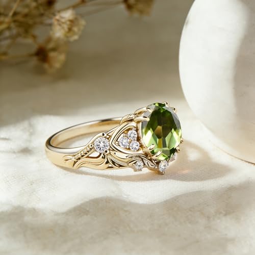 Image of Gemstone Vintage Rings for Women s925 Sterling Silver Round Cut 1.0 Carat Gemstone with Moissanite Promise Engagement Anniversary Ring for Her