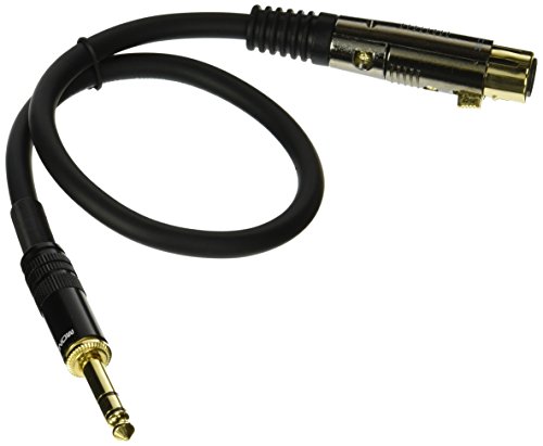 Image of Monoprice 104767 1.5-Feet Premier Series XLR Female to 1 /4-Inch TRS Male 16AWG Cable Gold & 104760 3-Feet Premier Series XLR Male to 1 /4-Inch TRS Male 16AWG Cable Black
