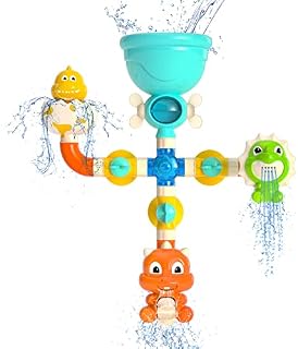 ECHOCUBE Baby Bath Toys, Baby Bathtub Shower Toys, Cute Animal Dinosaur Spin Water Spray bath toys for Age 1 2 3 4 5 6 + Years Old Boy Girl Toddler ,Attaches to Wall &Tub Toy set for Kid