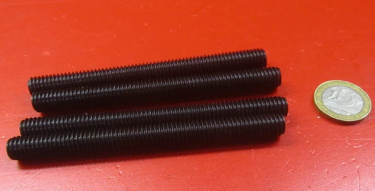 Black Oxide Grade B7 Steel Fully Threaded Round Rod, 3/8"-16 Diameter x 4.00" Length, 4 Pcs.