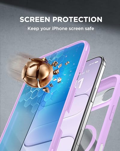 Image of Miracase Magnetic for iPhone Air Case 6.5 inch [Compatible with MagSafe] Full-Body Phone Case with Built-in Glass Screen Protector & Camera Control,Drop Proof iPhone 17 Air Case Cover, Purple