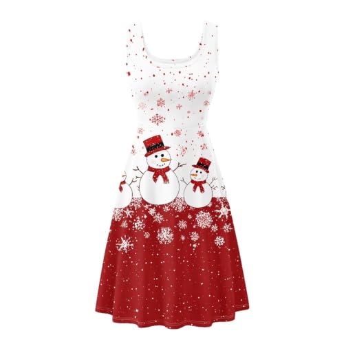 Image of Women Stylish Tank Dresses Sleeveless Round Neck Midi Casual Dress with Pocket for Summer