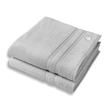COUTONE Home Premium Badetuch 2er-Set 70 x 140 cm – Extraweiches & saugstarkes Badetuch aus 100% hochwertiger Baumwolle (Silbergrau)