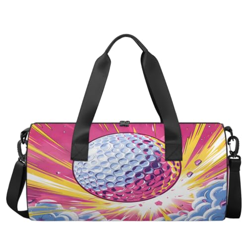 Glittering Golf Round Barrel Sports Fitness Bag, Red Travel Luggage Bag, Reusable Handbag, Suitable For Men and Women2