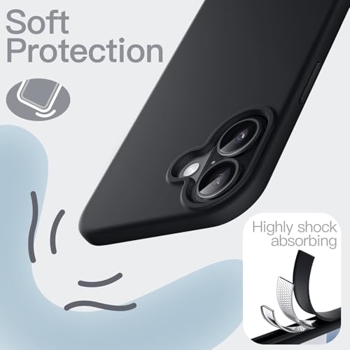 Image of JETech Liquid Silicone Case for iPhone 17 6.3-Inch, Silky Soft Touch Full-Body Protection, Anti-Scratch Shockproof Phone Cover with Microfiber Lining (Black)