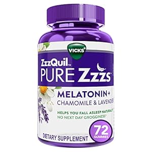 ZzzQuil Pure Zzzs Melatonin Sleep Aid Gummies, Helps You Fall Asleep Naturally, Wildberry Vanilla Flavor, Chamomile…