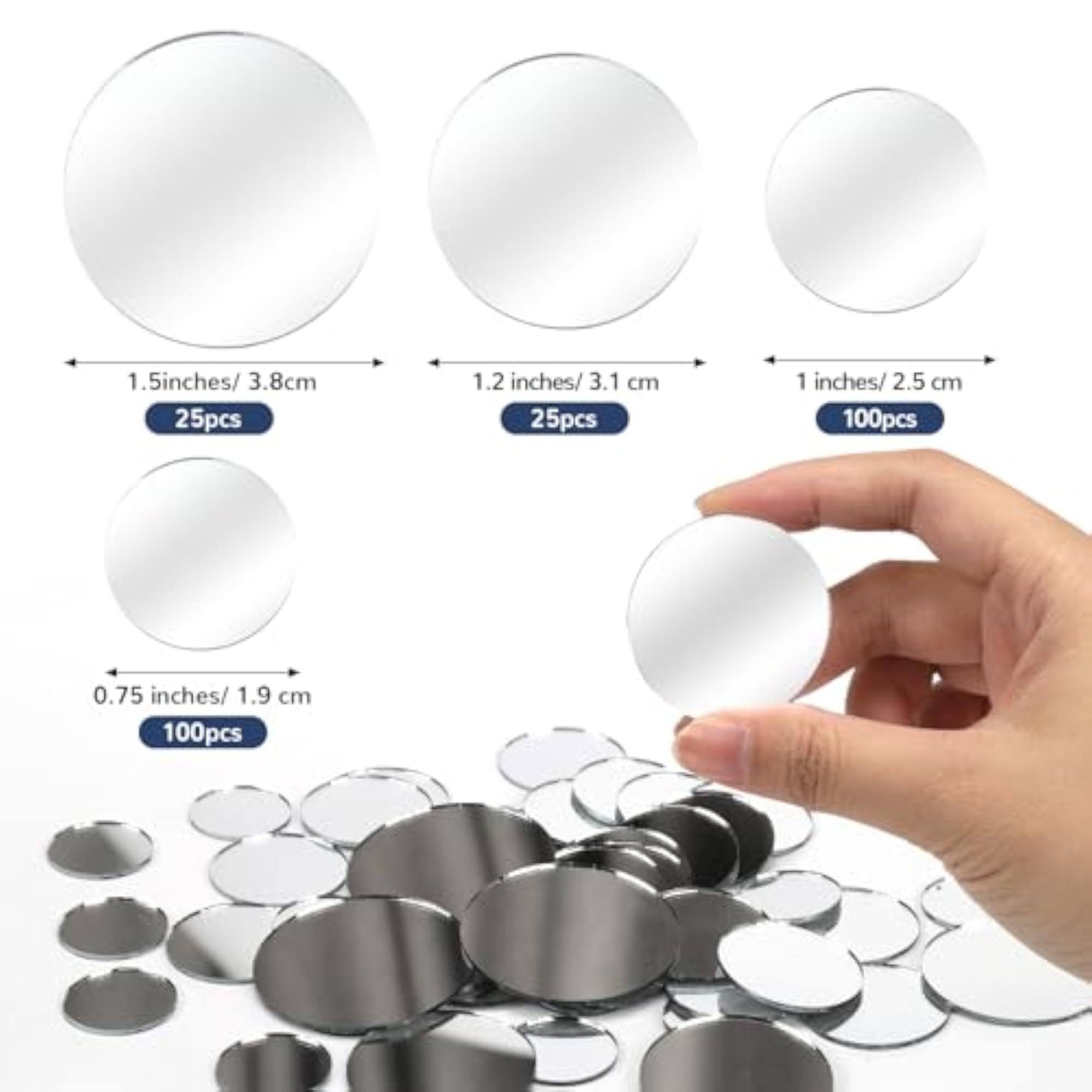 250 Pieces Small Circle Craft Mirror Tiles
