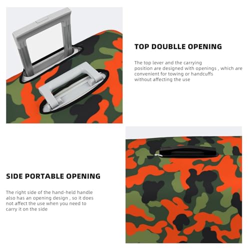 Travel Luggage Cover,Orange Military Camouflage Stretch Suitcase Cover Protector with Zipper Closure For 18-32 Inch Luggage4
