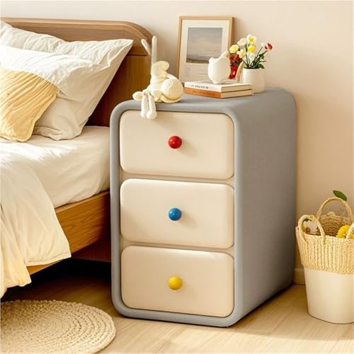 DESALAI Narrow Night Stand, Bedside Table 2ith 3 Drawers, with