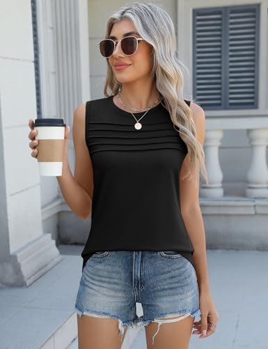 Micoson Womens Tank Tops 2025 Summer Casual Sleeveless Tops Loose Flowy Crewneck Shirt Basic Tees3