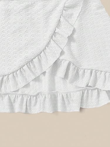 Image of SHENHE Girl's 3 Piece Cute High Waisted Ruffle Trim Swimsuit Bikini Sets with Beach Skirt