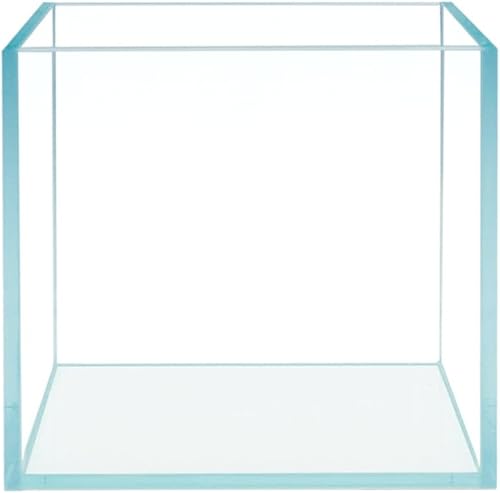 HIRO Aquatics Cubo sin marco sin marco extra transparente todo acuario de vidrio, tanque de vidrio bajo de hierro, vidrio de 0.197 in, alfombrilla
