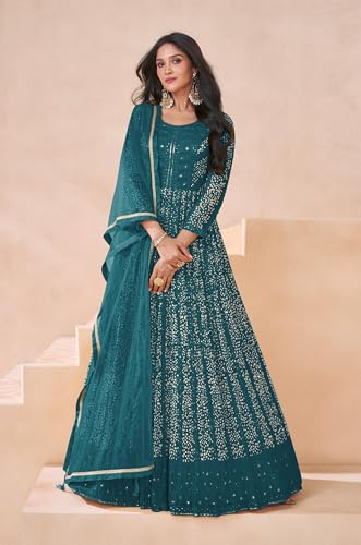 Heni Fashion Ready To Wear Indian/Pakistani Style Party Wear Embroidered Anarkali Suit Anarkali Gown For Women's3
