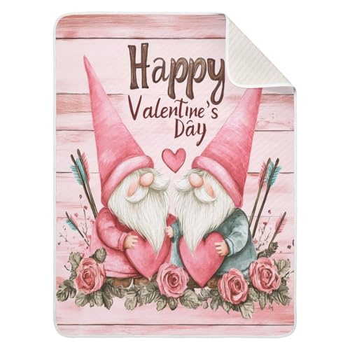 Burbuja Valentine Gnome Lovers Baby Blanket for Boys Girls, Nursery Soft Warm Swaddling Receiving Baby Blankets, 30x40 in Toddler Blanket
