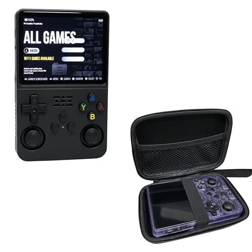 BITBOX R36S ArkOs Authentic Retro Handheld Arcade Game Console - Built-in 20,000 Games & 64GB, 3.5 Inch IPS Screen, ArkOs System (Black + Hardshell Case)