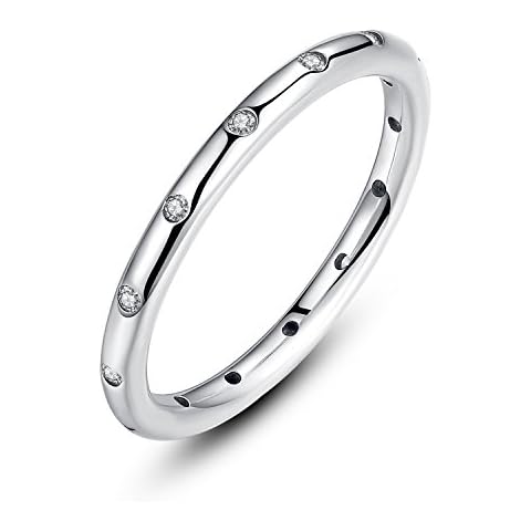 Presentski 925 Sterling Silver Droplets Band with Austria Cubic Zirconia for Wedding Women Ladies Girls Cover