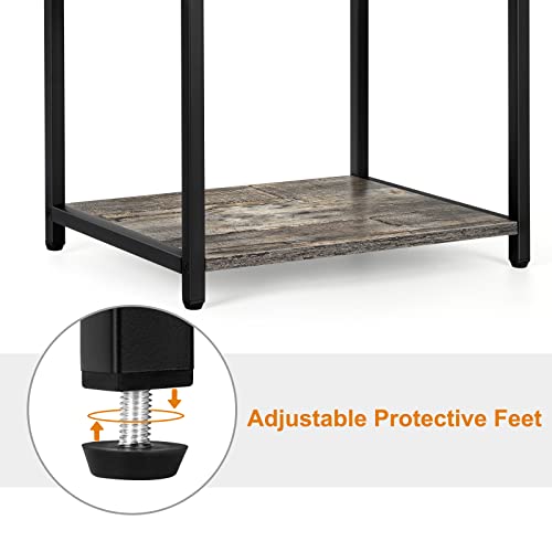 Bty Desktop Printer Stand 2 Tier Under Desk Printer Table With Storage Drawer And Open Shelf Small Wood Desk Organizer For Printers, Fax Machine Home Office, Gray #TOP2