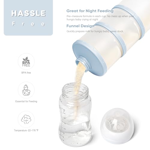 Image of Termichy Stackable Formula Dispenser Portable Milk Powder Container, 2 Pack, Misty Blue