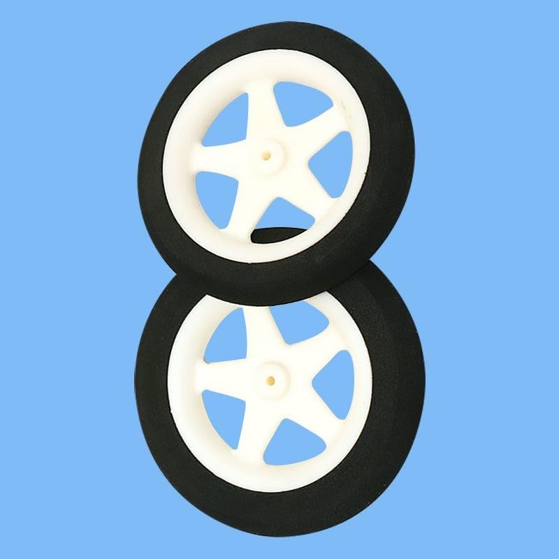 BrewJa 2 Pcs Landing Gear Light Foam Sponge Wheels 5 Spoke Dia 55mm/60mm/76mm Miniature Tire for RC Aircraft Model Replacement Parts (Color : 2pcs D76mm)