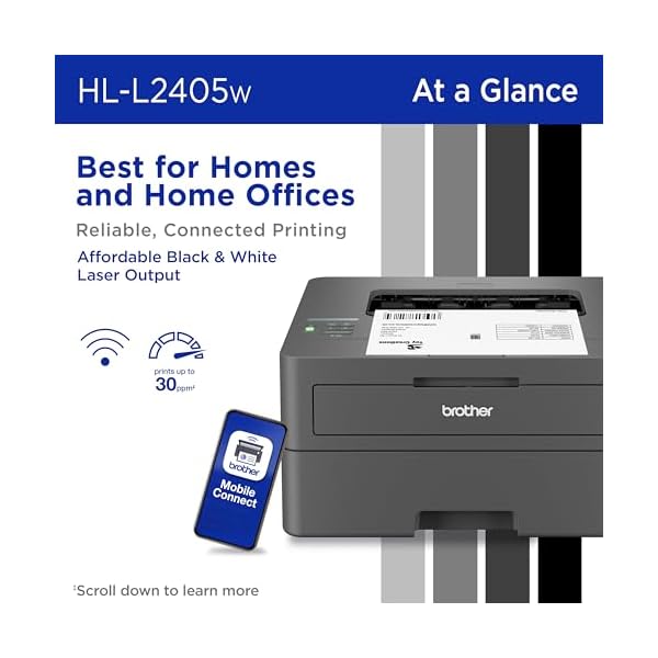 Brother HL-L2405W Wireless Compact Monochrome Laser Printer with Mobile Printing, Black & White Output | Includes Refresh Subscription Trial(1), Amazon Dash Replenishment Ready - Image 3