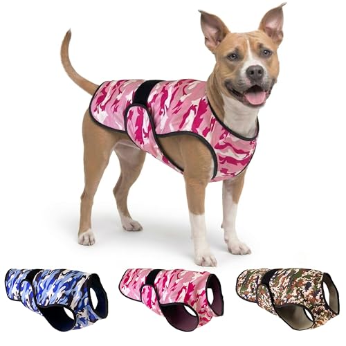LUCOLOVE Dog Cooling Vest - 2-Layer Cooling with Soft Microfiber Fabric - Lightweight, Adjustable and Comfortable - UV Protection for Small to Large Dogs - Relief in Hot Weather (Pink, Large)