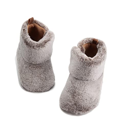 Image of Sawimlgy Infant Baby Boys Girls Plush Winter Snow Boots Cowboy Tassels Bowknot Ankle Side Zipper Soft Sole Boots Toddler Newborn Warm First Walker Crib Outdoor Shoes