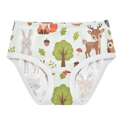 Girls Underwear Toddler 2t Cotton Little Girl Panties Flower Briefs Kids Undies Cute Animals Foxes Forest Beige