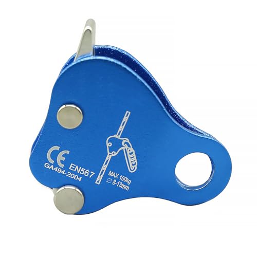 Climbing Fall Protection Belay Device Ascender Protect Aluminum Magnesium Alloy Rope Grab for Rock Climbing Mountaineering Tree Arborist Expedition Caving Rescue Aerial Work