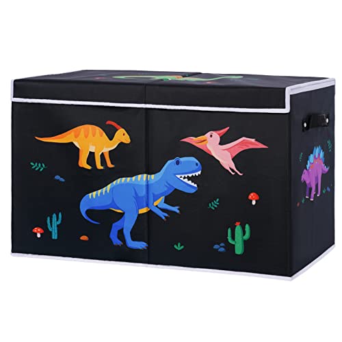 Doveedosa Dinosaur Toy Box – Black Toy Box-Toy Box For Boys-Toy Chest For Boys- Toy Box For Girls-Collapsible Toy Organizers And Storage Chest - Toy Storage Bin For Playroom Bedroom (Dinosaur) #TOP25