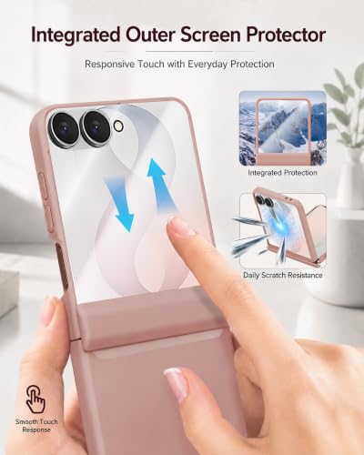 Image of STORMTAL for Samsung Galaxy Z Flip 8 Case, Hinge Protection, Built-in Screen Protector, Wireless Charging, Shockproof, Slim Rugged Phone Protective Case for Galaxy Z Flip 8 Pink