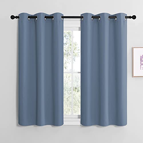 Image of NICETOWN Home Fashion Thermal Insulated Solid Grommet Blackout Window Treatment Curtain Panels for Loft, Cafe (Stone Blue, 1 Pair, 42 inches Wide by 50 inches Long)