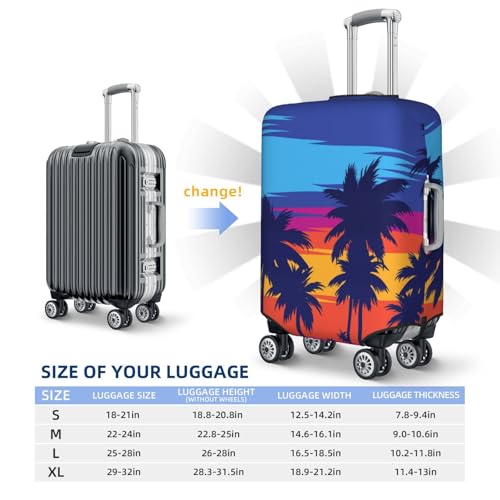 Beach With Palm Trees Print Luggage Cover For Suitcase,Washable Elastic Travel Suitcase Protector With Zipper Closure And Bottom Buckle – Fits 18-32" Luggage-X-Large4