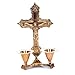 Hashcart Catholic Crucifix Cross with Candle Stand, Jesus Decor (6 Inch) Jesus Christ Statue & Figurine for Table Decoration, Catholic Decor Home Office Decor