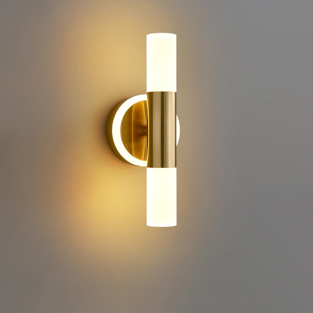 Kinkiety ścienne do wnętrz w kolorze złotym 2 długie cylindryczne światła łazienkowe toaletka nowoczesna liniowa lampa LED do szafki nocnej sypialni salonu przedpokoju