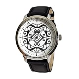 Kapwatch Unity Watch - White Dial Face with Black Genuine Leather Band -Traditional Filipino Inspired Design with Engraving on the Side | 41mm Diameter | 10.5 mm Band Width | 5ATM Water Resistance | Sapphire Glass | 316L stainless steel | Japan Miyota 2035 Movt.