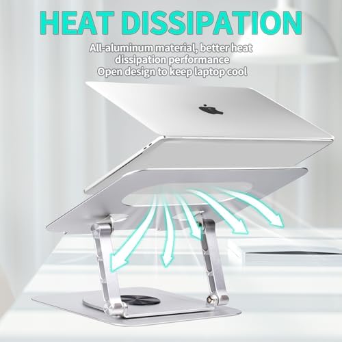 Crumya Dizüstü Bilgisayar Standı - Alüminyum Alaşımlı Stand 360 Derece Dönebilen PC Katlanabilir Ergonomik, Yükseklik ve Açı Ayarlanabilir, iPad, Dizüstü Bilgisayarlar ve Tabletler ile Uyumlu, 17 İnç - Görsel 5