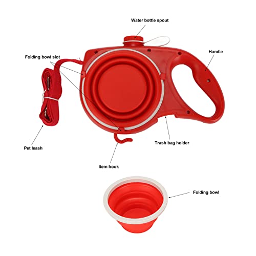 4 In 1 Function Pet Leash, Built In Water Bottle 360 Degree Retractable Dog Leash Ergonomic Handle With Garbage Bag Dispenser For Puppy #TOP3