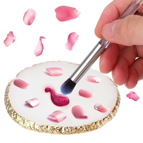 Ouligay Maniküre Gemalt Palette Nail Art Palette Kunstharz Nagelkunst Nail Art Make Up Paletten Nagelmalerei Display Fach Kosmetik Mischwerkzeuge (Weiß)