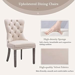 Kccvelvetdiningchairssetof6upholsteredhighendtufteddiningroomchairwithnailheadbackringpulltrimsolidwoodlegsnikkicollectionmodernstyleforkitchenbeige Urban Country Home Decor Kcc velvet dining chairs set of 6 upholstered high end tufted dining room chair with nailhead back ring pull trim solid wood legs nikki collection modern style for kitchen beige urban country home decor