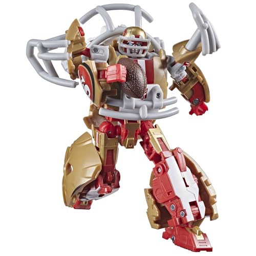 Image of Transformers NFL San Francisco 49ers Goldrush, 5.5-Inch Robot Action Figure Changes to Helmet, Collectible Football Toys, 8+