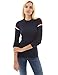 PattyBoutik Women’s Trim Mock Neck Long Sleeve Sweater (Navy Blue Medium)